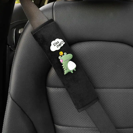 HOUKIG Car Seat Belt Cover Stocking Stuffers Cute Fluffy Pig Frog Sheep Dinosaur Safety Seatbelt Shoulder Pad Auto Accessory Neck Cushion Protector Seatbelt Shoulder Protector Nice Gift (Dinosaur)