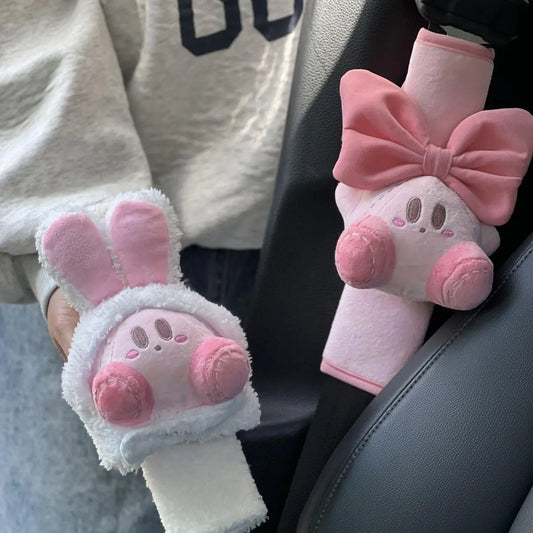 Car Seat Belt Cover Kirby Stocking Stuffers Cute Creative Toy Safety Seatbelt Shoulder Pad Auto Accessory Neck Cushion Protector Seatbelt Shoulder Protector Nice Gift (2-Pack (Rabbit & Bowknot))