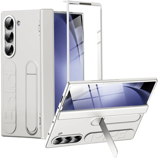 Miimall for Samsung Galaxy Z Fold 5 Case with Stand Fold 5 Case with Strap Screen Protector & Hinge Protection Anti-Drop & Dustproof Ultra Thin Fold 5 Case Slim Samsung Galaxy Z Fold 5 Case White